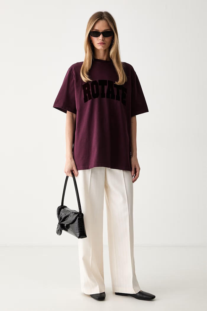 Rotate T-shirt damski bawełniany 1163602694 fioletowy AW26