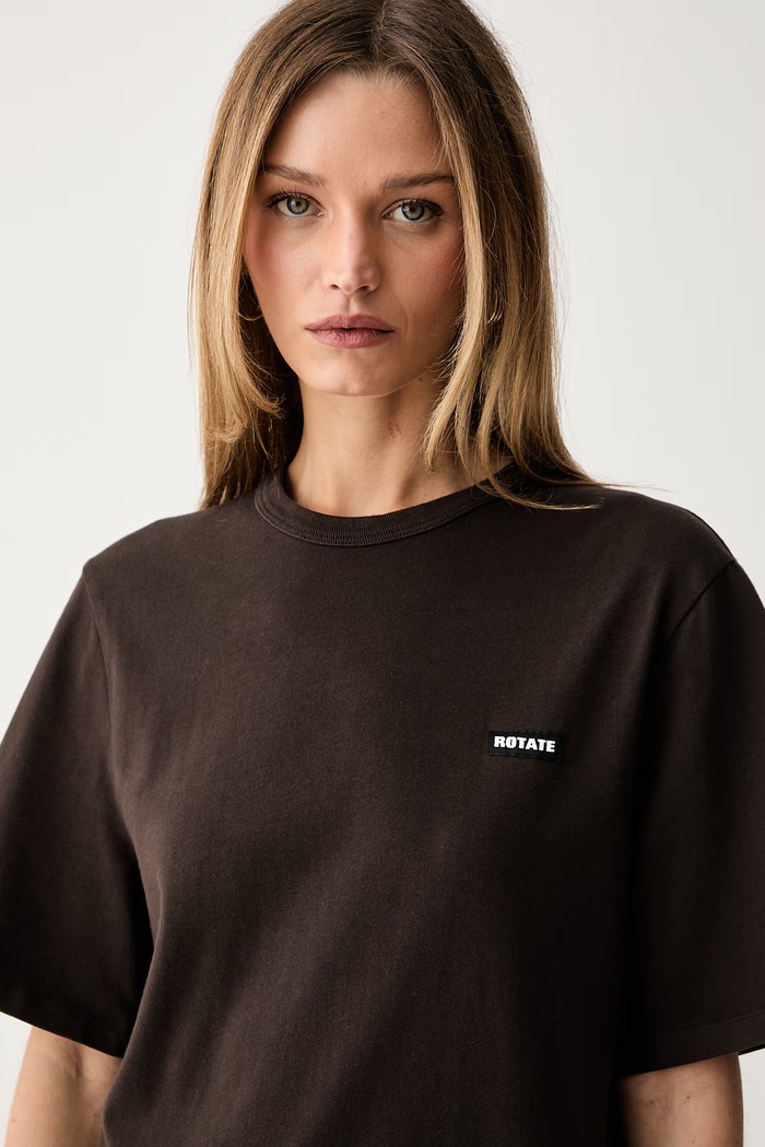 Rotate T-shirt damski bawełniany brązowy 1165051667