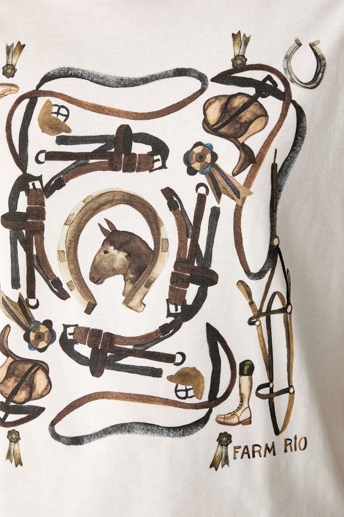 Farm Rio T-shirt damski bawełniany 357055 beżowy