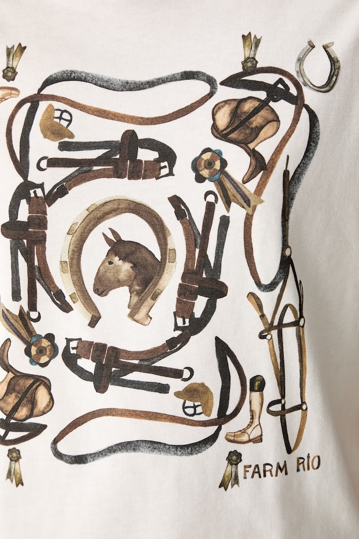 Farm Rio T-shirt damski bawełniany 357055 beżowy