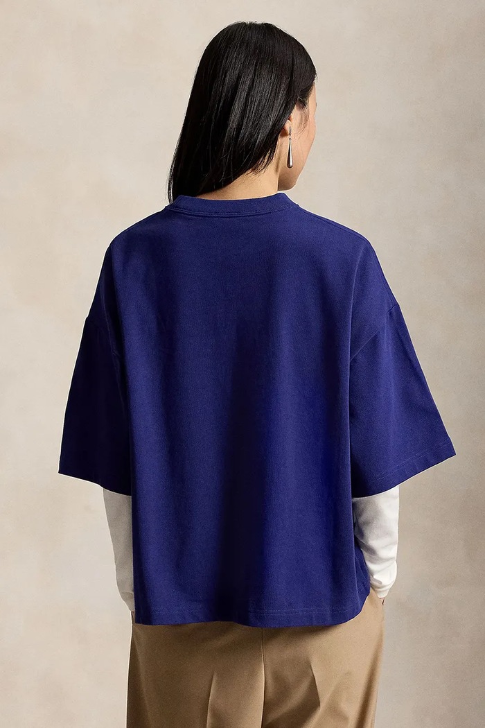 Polo Ralph Lauren oversize tričko dámské bavlněné 211B17791 námořnická modř AW26