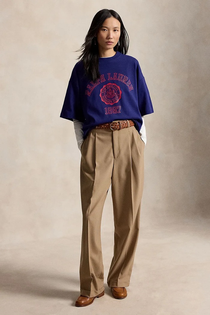 Oblečení Polo Ralph Lauren oversize tričko dámské bavlněné 211B17791 námořnická modř