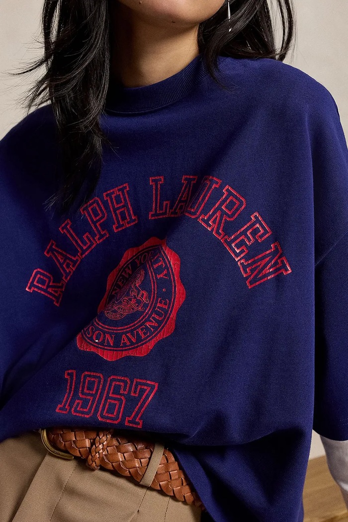 Polo Ralph Lauren oversize tričko dámské bavlněné námořnická modř 211B17791
