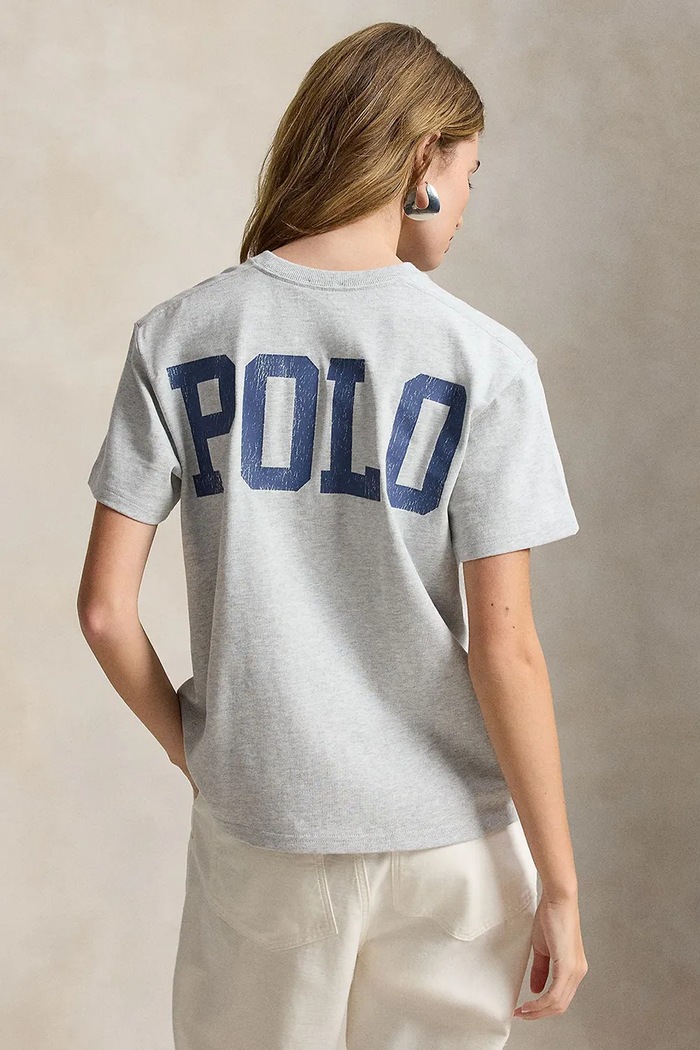 Polo Ralph Lauren T-shirt damski bawełniany 211B17798 szary AW26