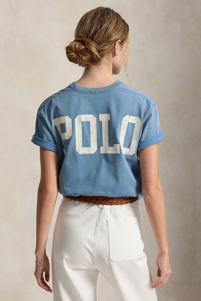 Polo Ralph Lauren T-shirt damski bawełniany 211B17798 niebieski AW26
