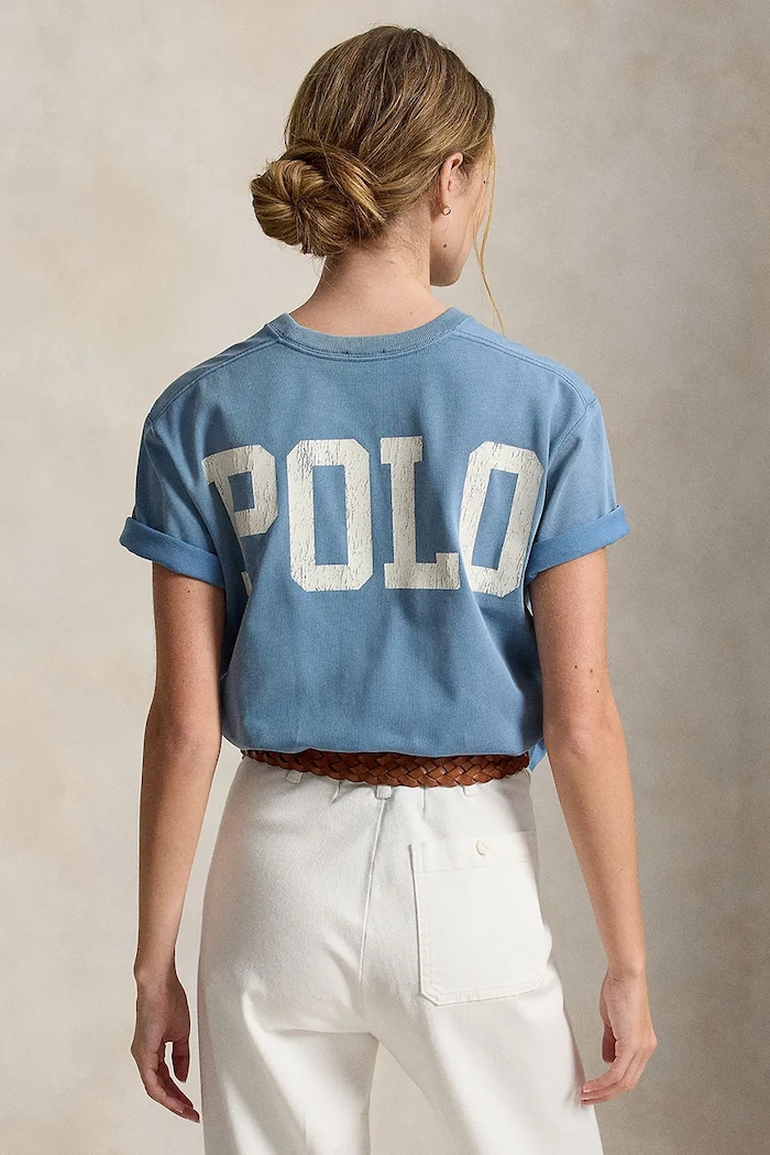 Polo Ralph Lauren T-shirt damski bawełniany 211B17798 niebieski AW26