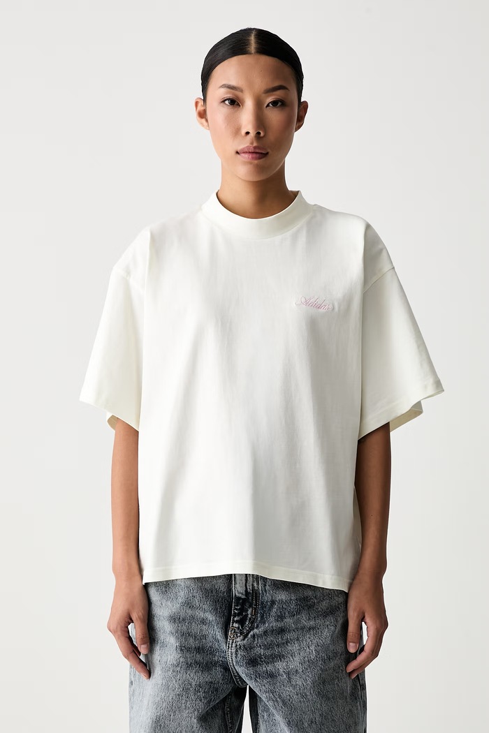Odzież adidas T-shirt damski bawełniany KY2878 beżowy