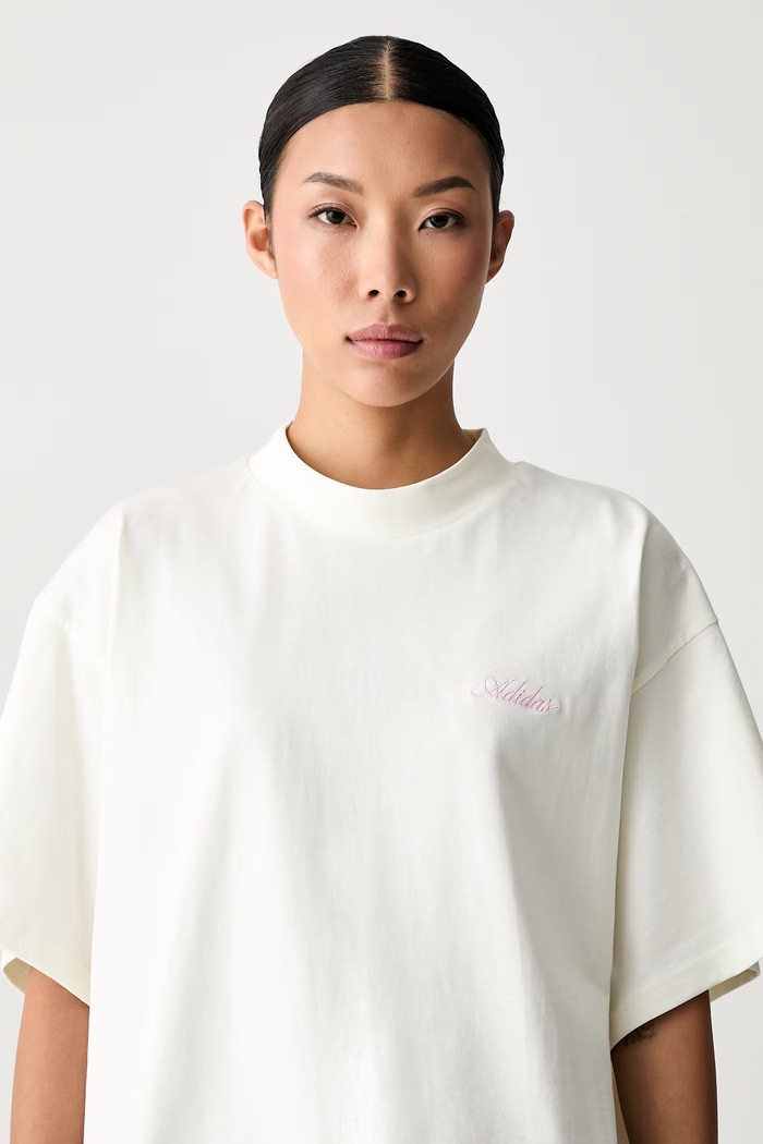 adidas T-shirt damski bawełniany beżowy KY2878