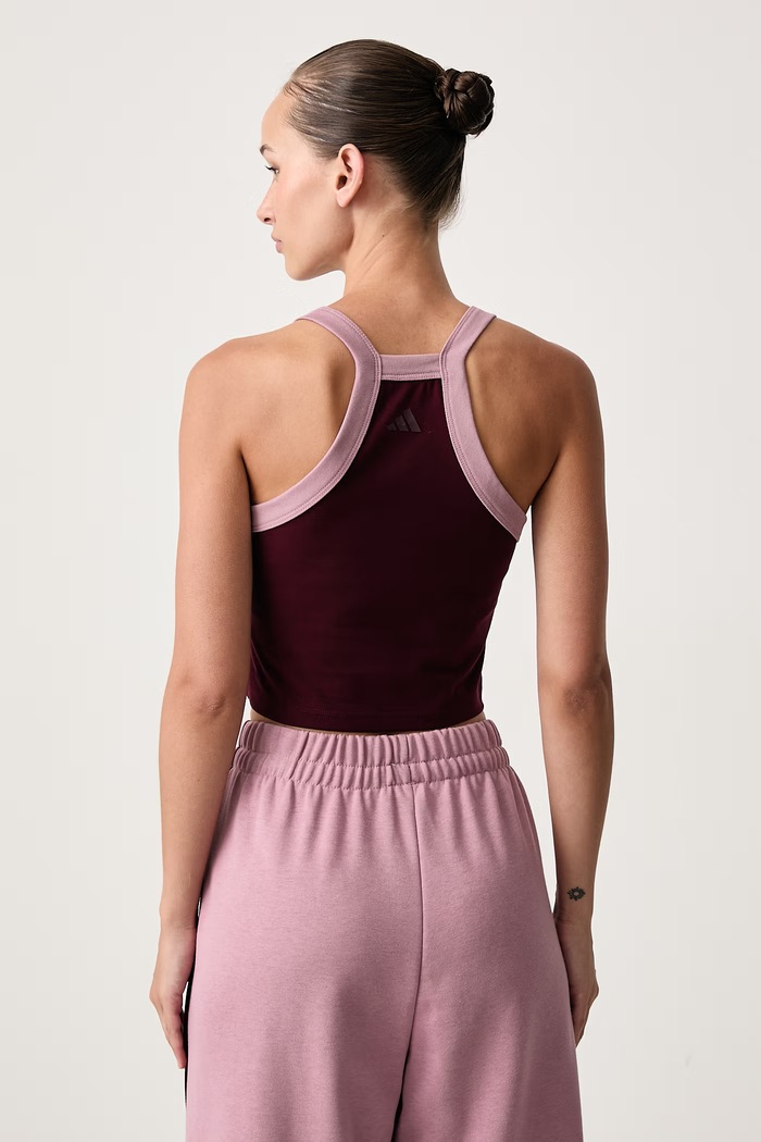 Ρούχα adidas Crop top γυναικείο με βαμβάκι Colorpop KV6872 μπορντό