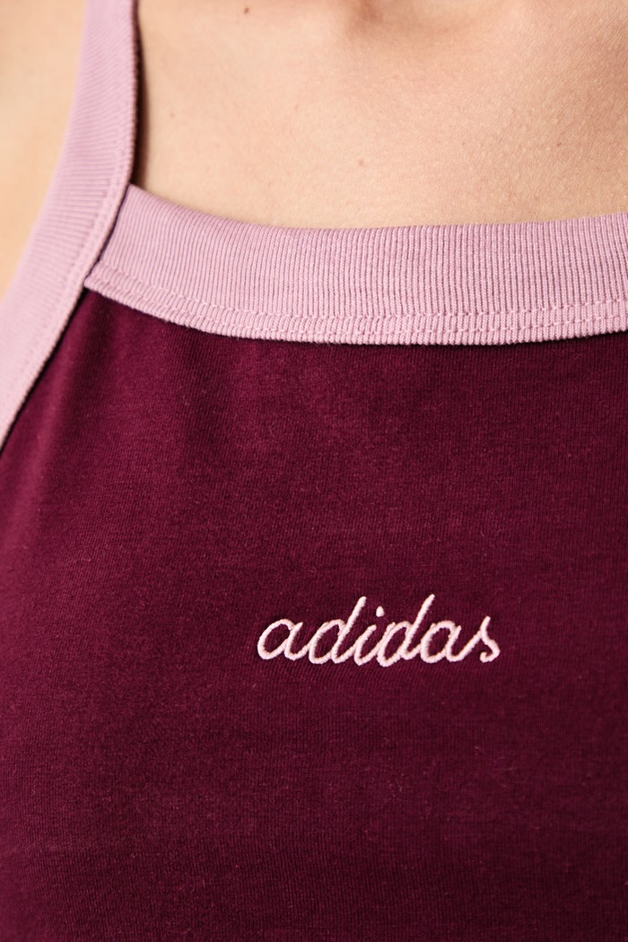 Crop top γυναικείο με βαμβάκι Colorpop adidas μπορντό KV6872