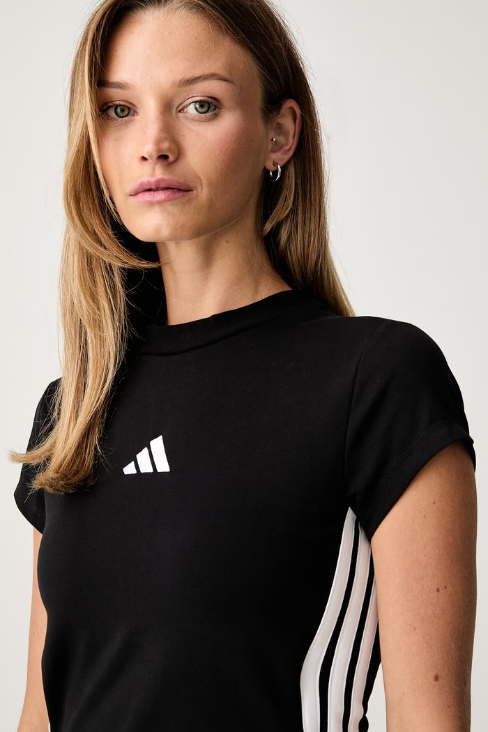 adidas T-shirt damski bawełniany z elastanem Essentials czarny KR4039