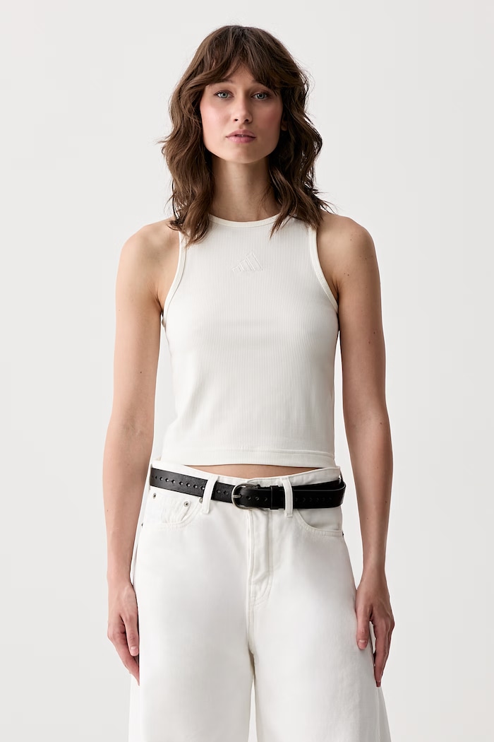 adidas crop top γυναικείο με βαμβάκι μπεζ KS7838