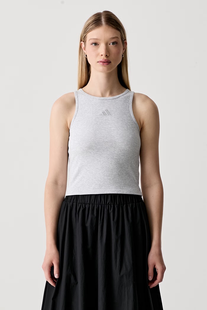 adidas top damski z bawełną szary KS7835