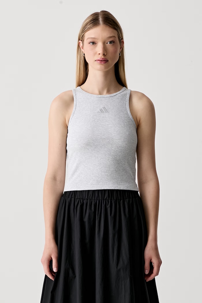 adidas top damski z bawełną szary KS7835