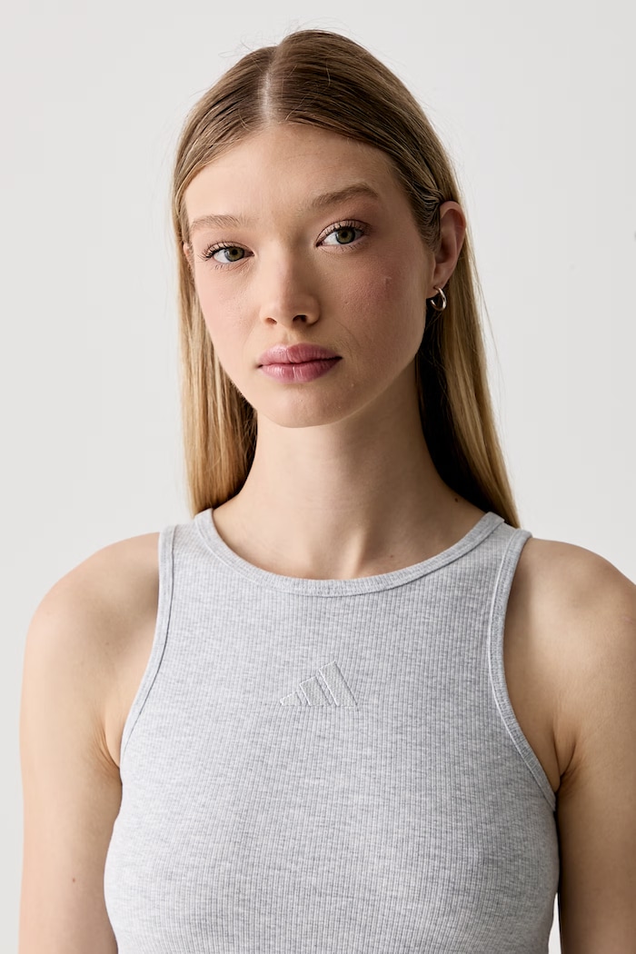 adidas top damski z bawełną szary KS7835