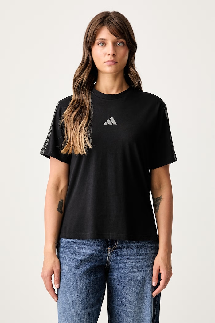 adidas T-shirt damski bawełniany Leopard Pack czarny KH1550