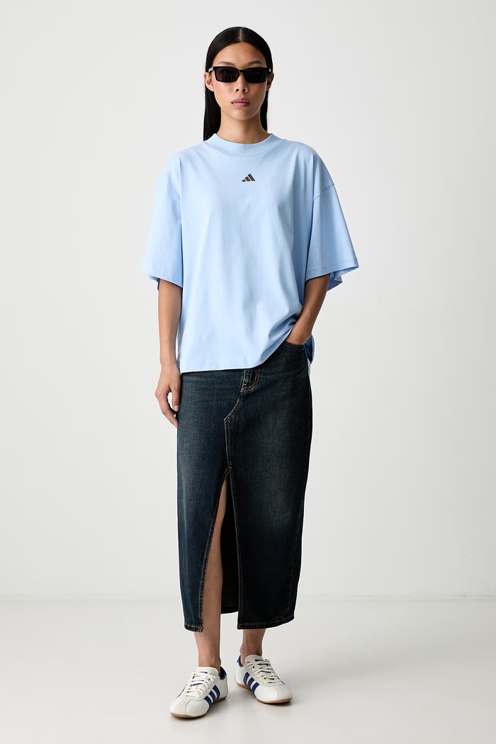 adidas T-shirt damski bawełniany Essentials KX3167 niebieski AW26