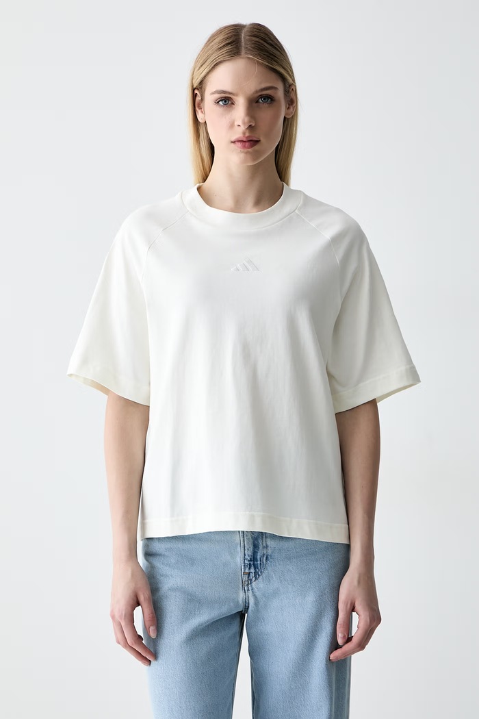 adidas T-shirt damski bawełniany beżowy KT0297
