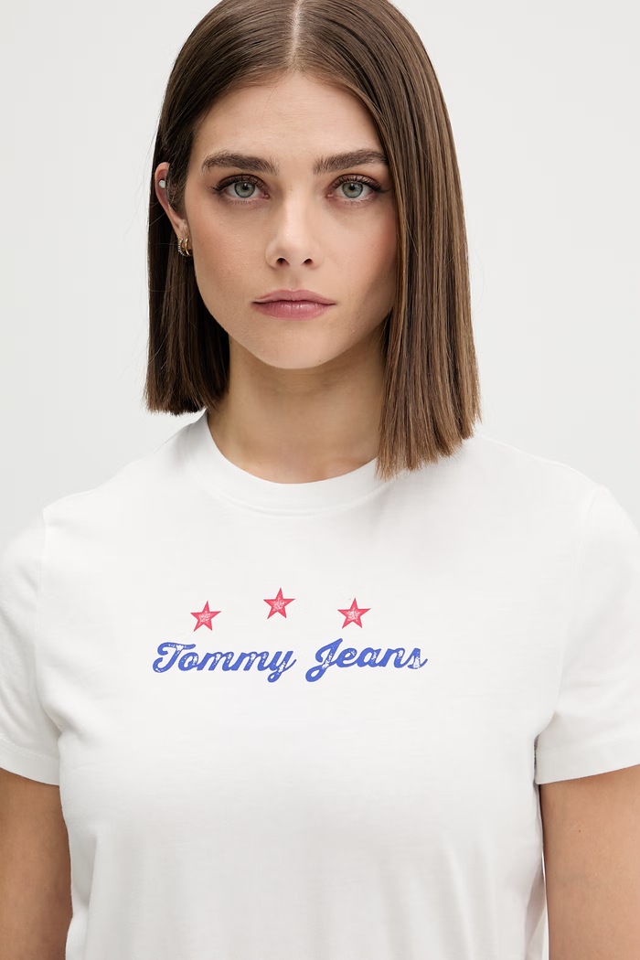 Tommy Jeans тениска дамска от памук бял DW0DW23481
