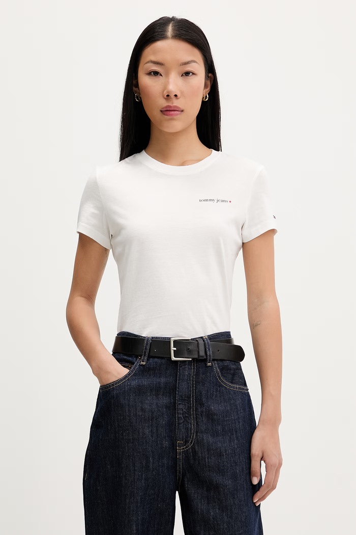 Tommy Jeans tricou pentru femei, din bumbac alb DW0DW23479