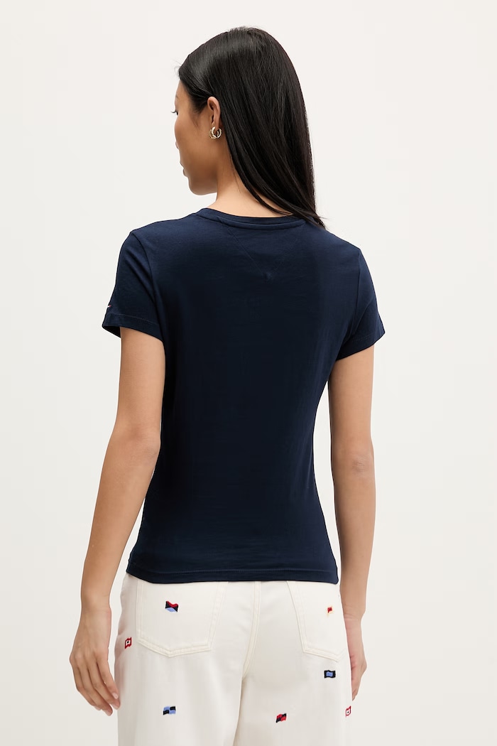 Îmbrăcăminte Tommy Jeans tricou pentru femei, din bumbac DW0DW23479 bleumarin