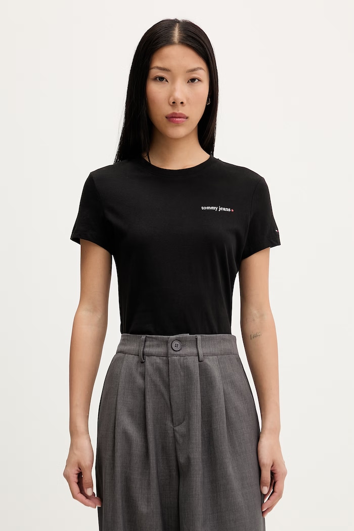 Tommy Jeans tricou pentru femei, din bumbac negru DW0DW23479
