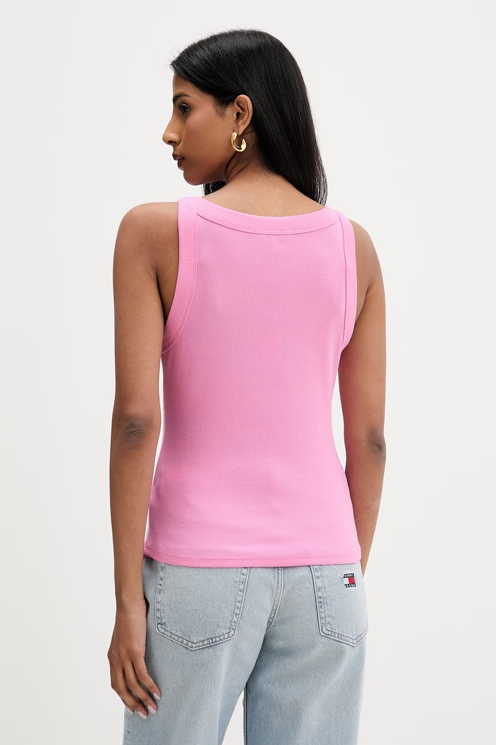 Îmbrăcăminte Tommy Jeans crop top pentru femei, din bumbac cu elastan DW0DW22806 roz