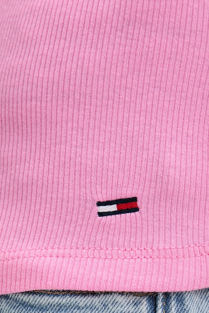 Tommy Jeans crop top pentru femei, din bumbac cu elastan DW0DW22806 roz