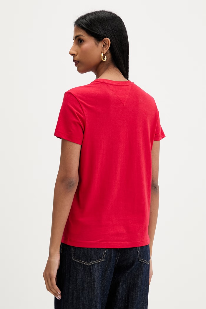Ruházat Tommy Jeans női t-shirt pamuttal DW0DW22789 piros
