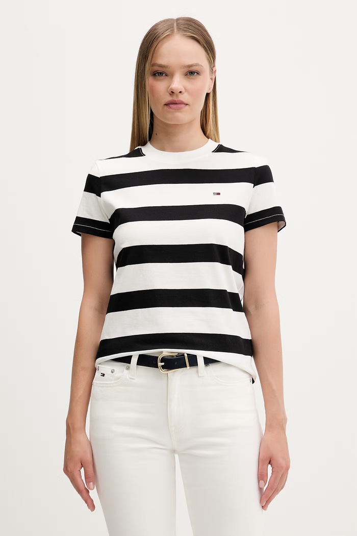 Tommy Jeans tricou pentru femei, din bumbac negru DW0DW23801