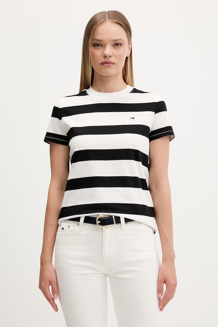 Tommy Jeans tricou pentru femei, din bumbac negru DW0DW23801