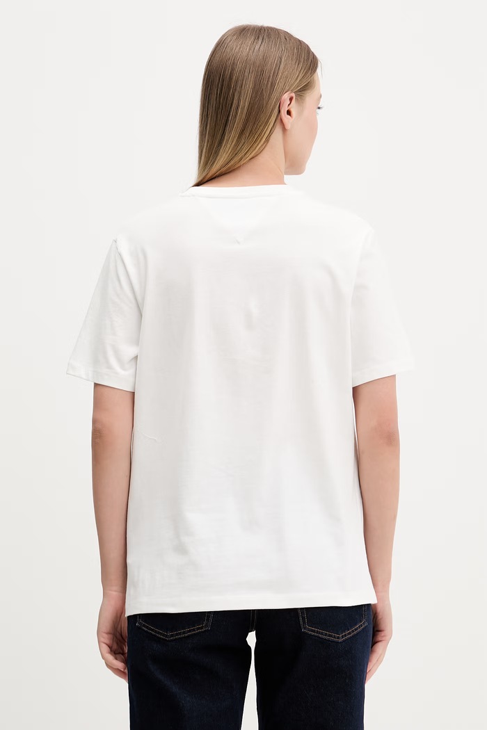 Odzież Tommy Jeans T-shirt damski bawełniany DW0DW23159 biały