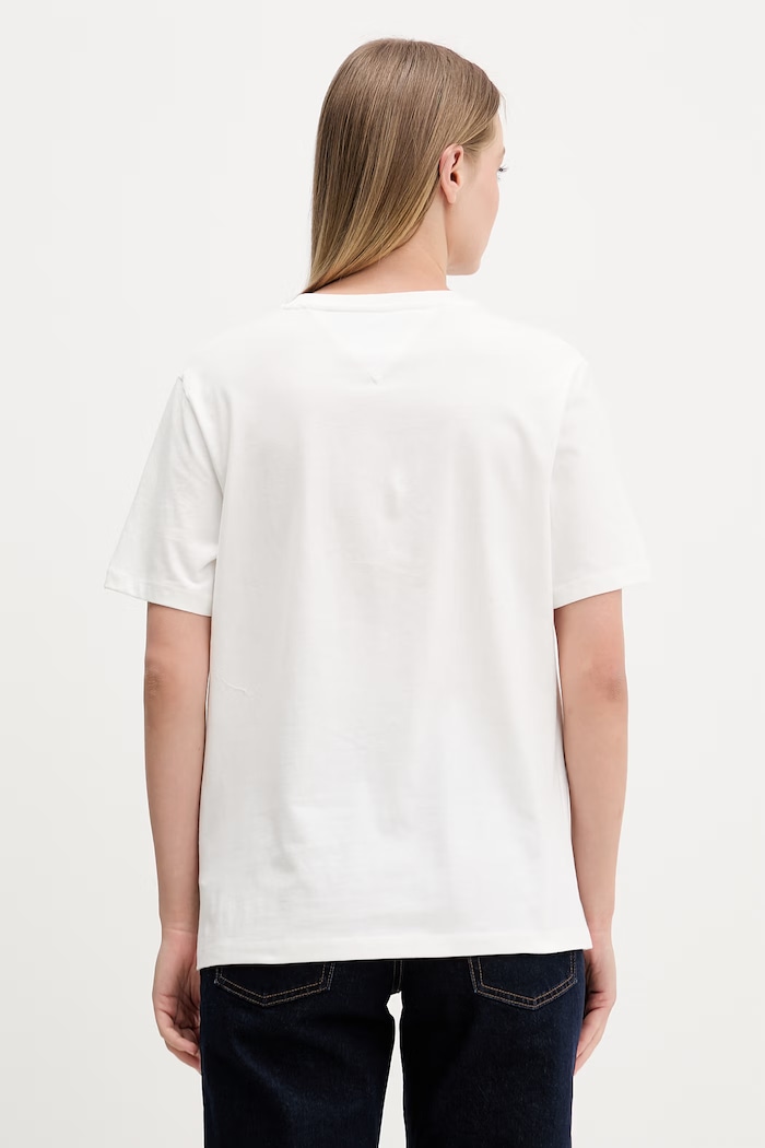 Odzież Tommy Jeans T-shirt damski bawełniany DW0DW23159 biały