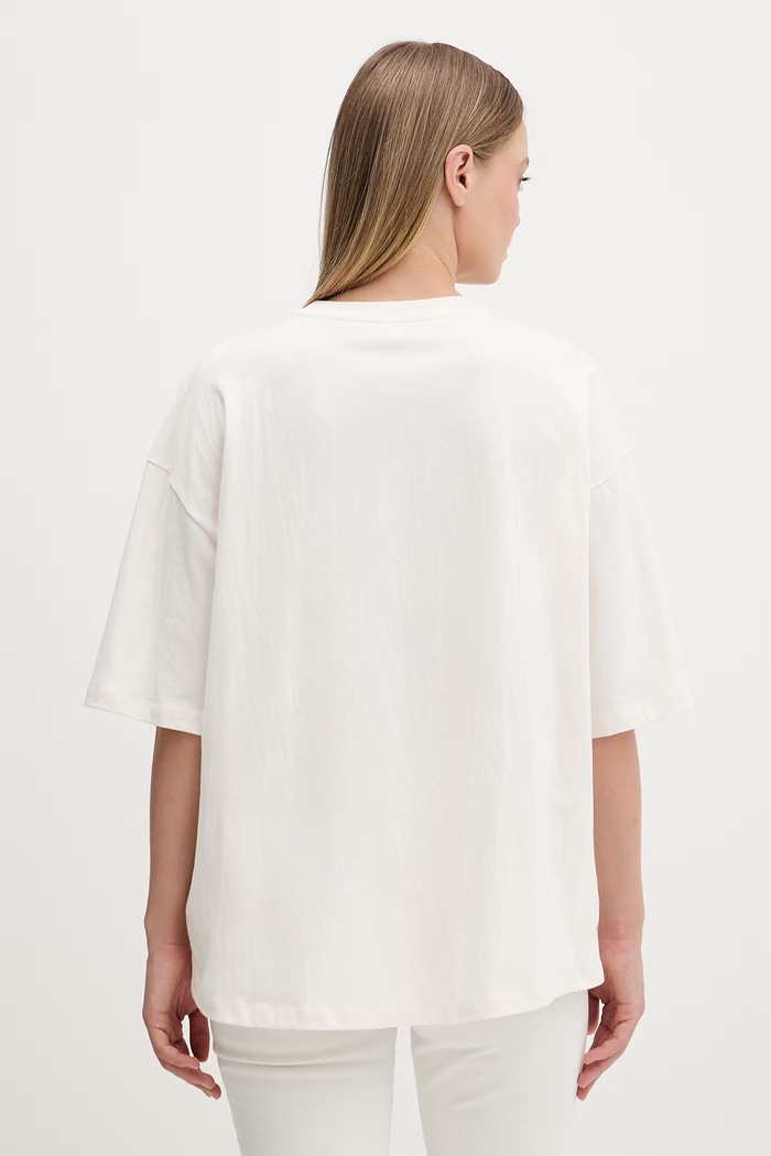 Odzież Tommy Jeans T-shirt damski bawełniany DW0DW22803 beżowy