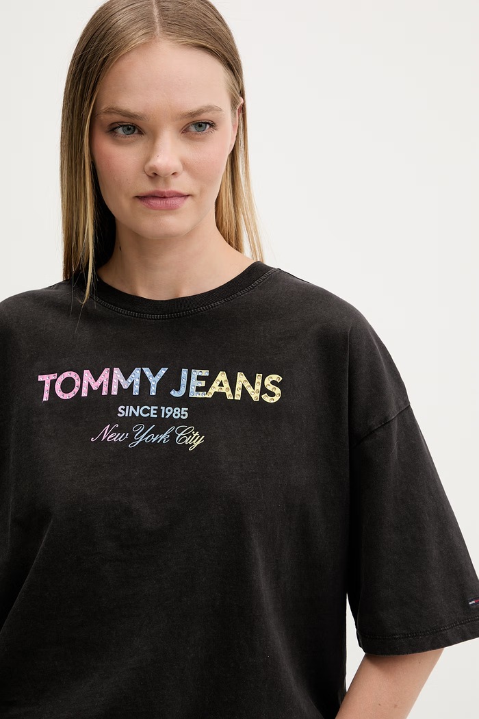 Tommy Jeans tricou pentru femei, din bumbac negru DW0DW22803