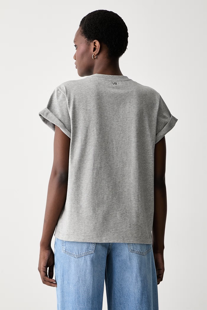Odzież Victoria Beckham T-shirt damski bawełniany Tilly 1226JTS007471A szary