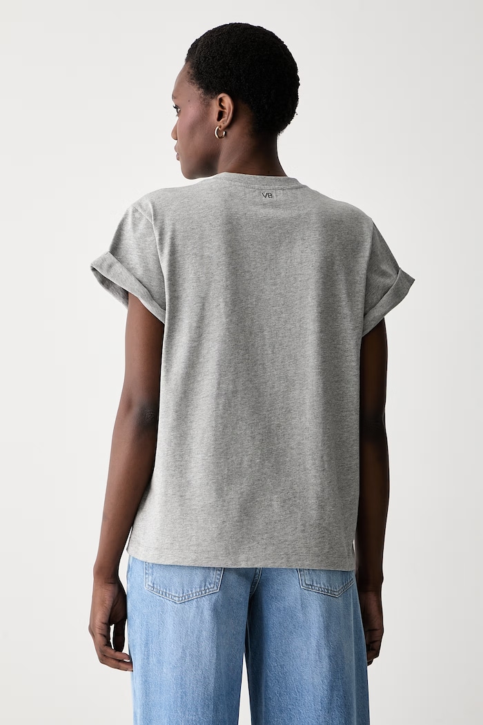 Odzież Victoria Beckham T-shirt damski bawełniany Tilly 1226JTS007471A szary