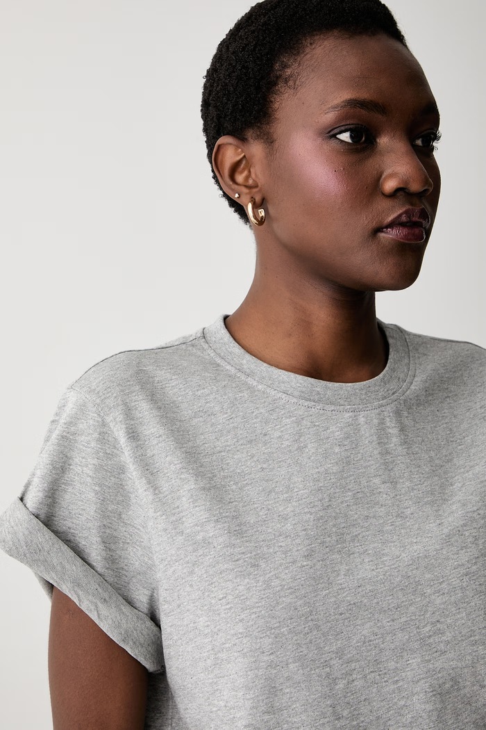 Victoria Beckham T-shirt damski bawełniany Tilly szary 1226JTS007471A