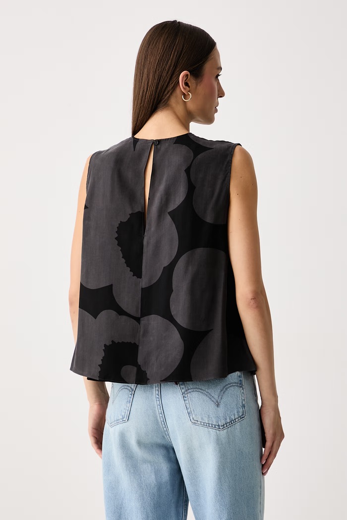 Oblačila Marimekko Bluza ženska z lyocellom 096292 siva