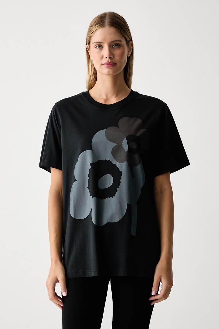 Marimekko Kratka majica ženska bombažna črna 096200