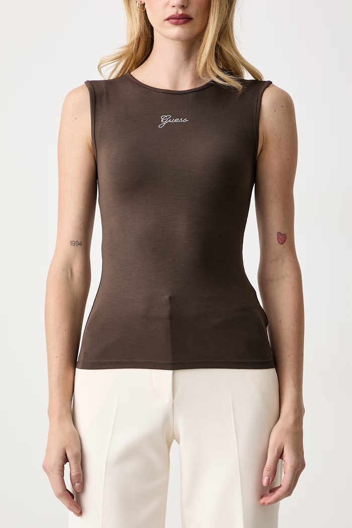 Top damski z modalem Guess W6YP17.K3881 brązowy