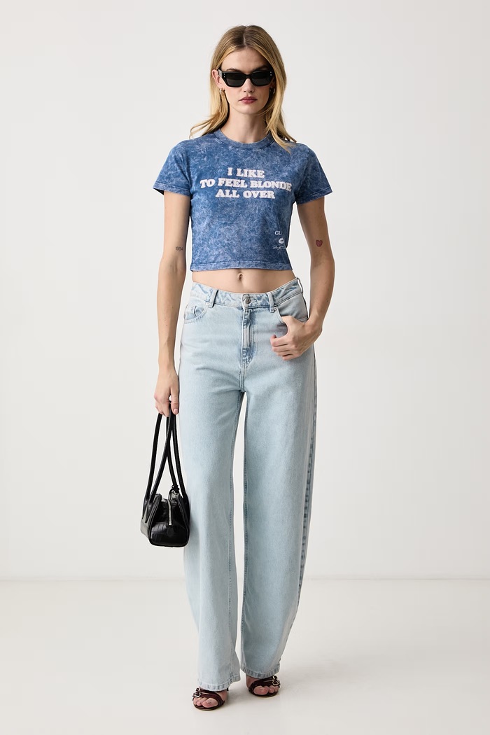 Guess T-shirt damski bawełniany x MARILYN MONROE W6BI53.K6661 niebieski AW26