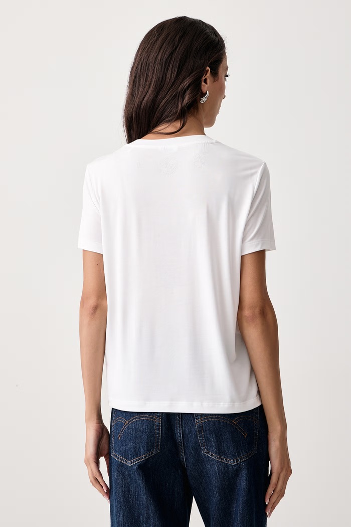 Odzież Guess T-shirt damski z modalem W6BI29.K6050 biały