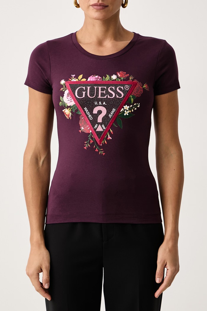 T-shirt γυναικείο με βαμβάκι Guess W6BI27.K6048 μωβ