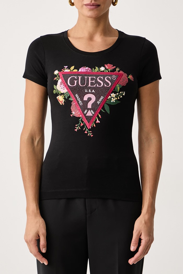 Majica za žene s pamukom Guess W6BI27.K6048 crna