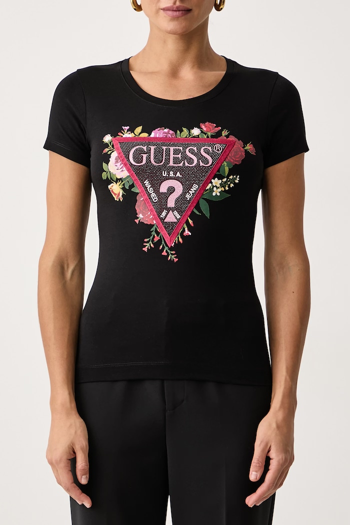 Majica za žene s pamukom Guess W6BI27.K6048 crna