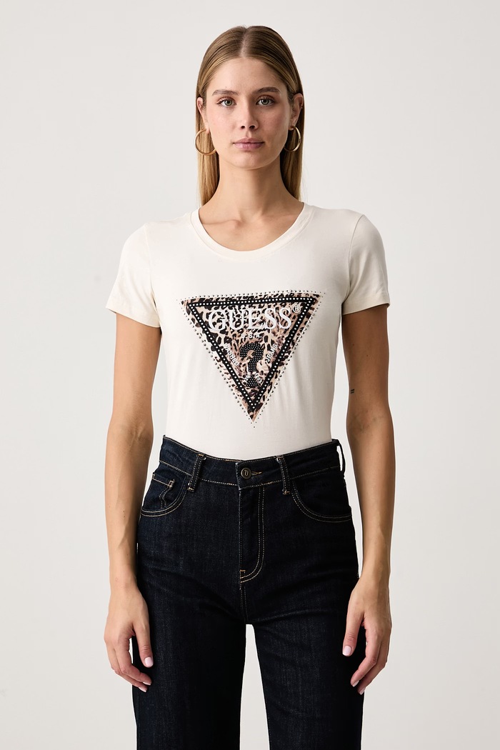 Guess Tricou pentru femei din bumbac cu elastan SAVANNA bej W6BI26.K6047