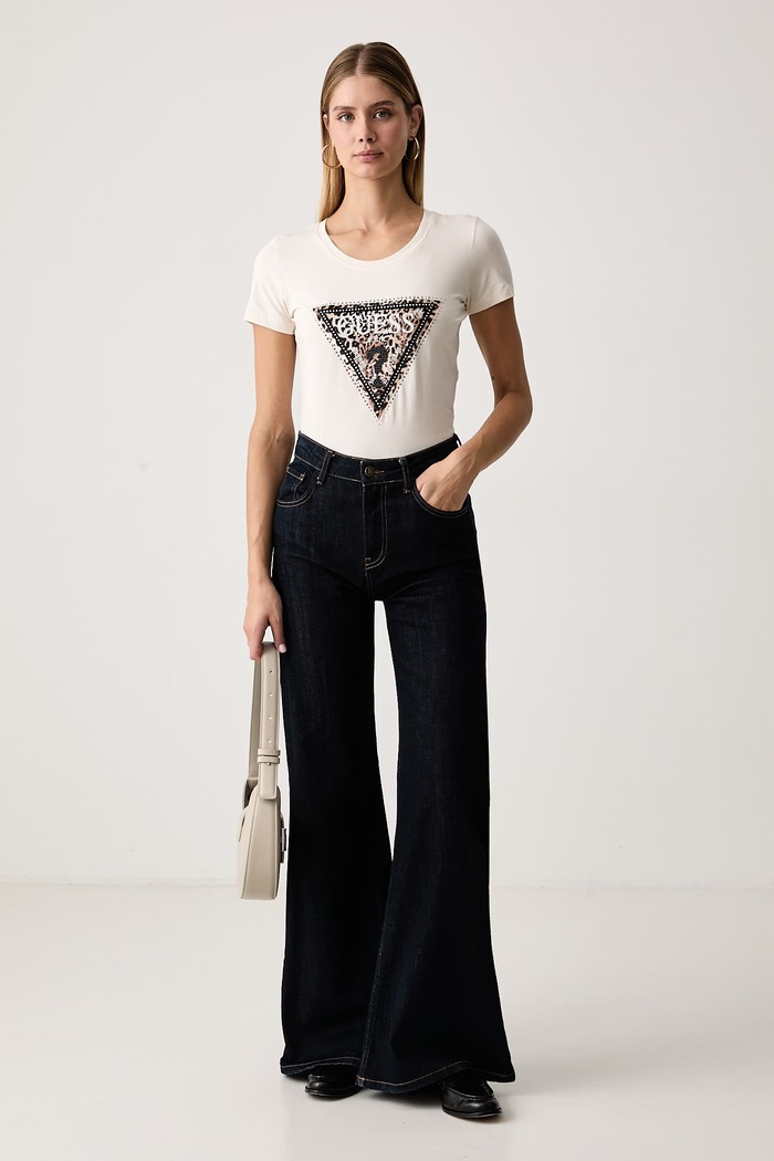 Guess Tricou pentru femei din bumbac cu elastan SAVANNA W6BI26.K6047 bej AW26