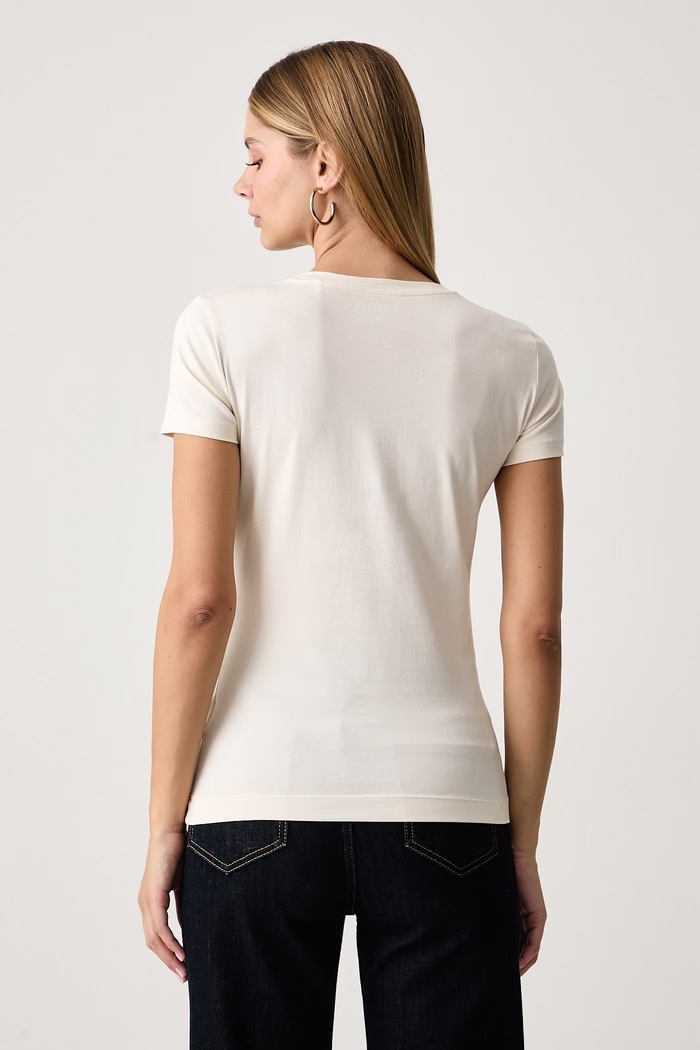 Îmbrăcăminte Guess Tricou pentru femei din bumbac cu elastan SAVANNA W6BI26.K6047 bej