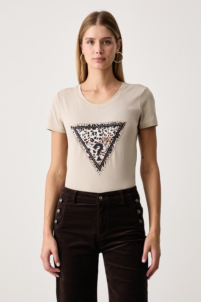 Guess Tricou pentru femei din bumbac cu elastan SAVANNA bej W6BI26.K6047